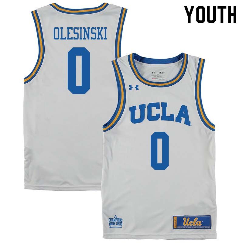 Youth #0 Alex Olesinski UCLA Bruins College Basketball Jerseys Sale-White - Click Image to Close